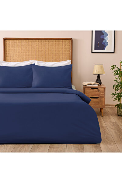 Evidea Set de lenjerie de pat dublu căptușit Oxford - Albastru închis