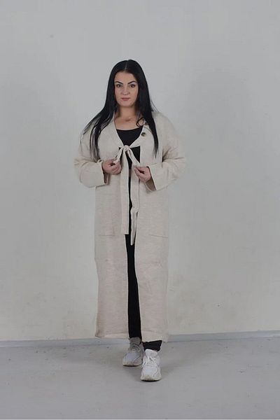 Truva XXL Large Size Front Tie Knitwear Cardigan