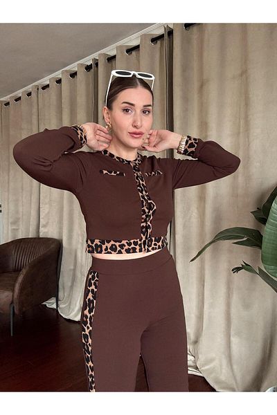 KASİDE Leopard Stripes Bottom Top Suit