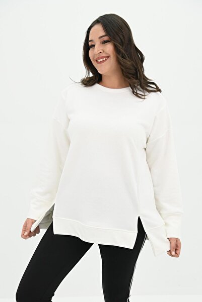Koza Butik Women's Large Size Oversize Slit Detail Sweatshirt 1865-25