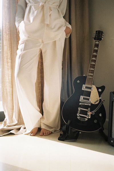 BEWEAR Wide-leg trousers with a crease and decorative buttons