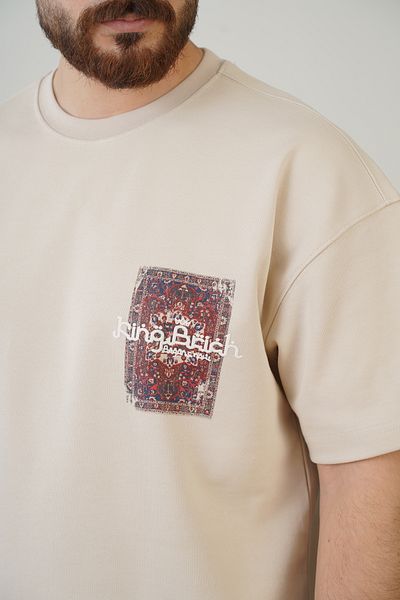 Butik TREND WE Μπλουζάκι Unisex με λαιμόκοψη μπροστά και πίσω με έθνικ στάμπα Oversize