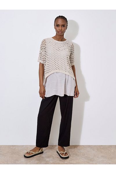 Apricot Gestricktes Tunika-Top mit Maschen