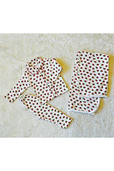 anne dokunuşu gibi KUZUM BEBE 3-Piece Blanket Twill Fabric Strawberry Pattern...