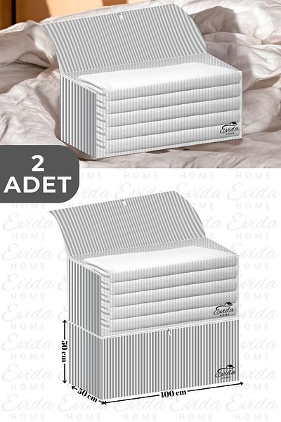 Evida 2 Pieces Anthracite Striped Large Quilt Scrap - 100X50X50 cm - under the Base - Clothing - Large Quilt Scrap