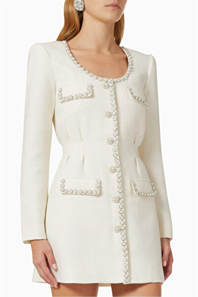 Neşeli Butik γυναικείο ύφασμα shanel φόρεμα εισαγόμενου σχεδιασμού με πέτρα NBEMP2575