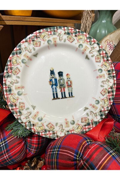 Kosova Yılbaşı Özel Porselen Yuvarlak Tabak - Pasta Tabağı - 4 Adet (Kurşun Asker) 20cm