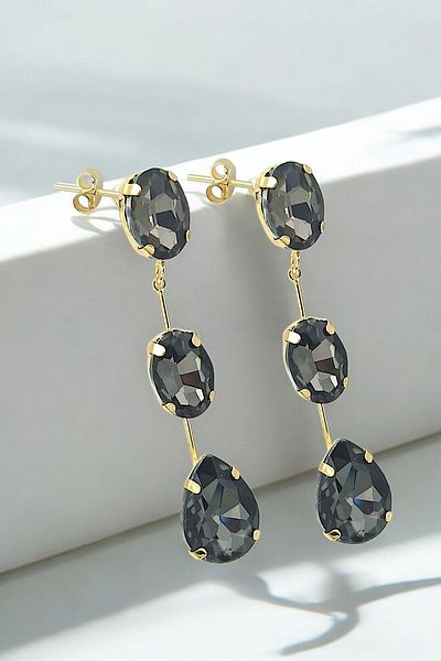 Çlk Accessories Premium Three Row Zircon Stone Earrings