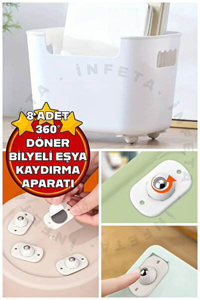 İnfeta Pratik 8li 360 Derece Döner Tekerlek Bilyeli Eşya Kaydırma Aparatı Yap...