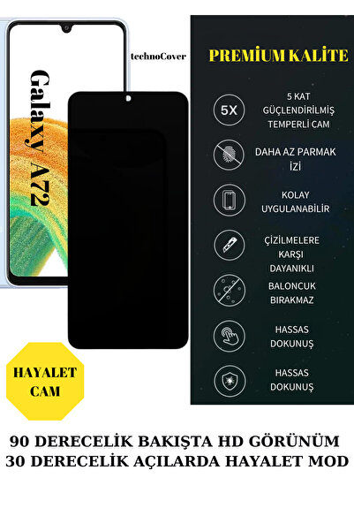 BCASE Samsung A72 Hayalet Cam 6D Temperli Cam Tam Kaplayan