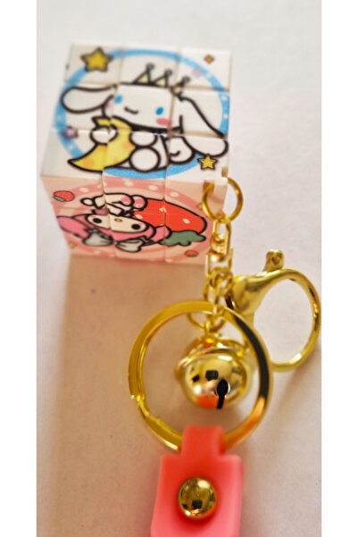 Modellino 4 Fonksiyonlu Rubik Küp Sabır/Zeka Küpü Kawai Kuromi Puzzle Anahtarlık & Silikon Zilli Bileklik