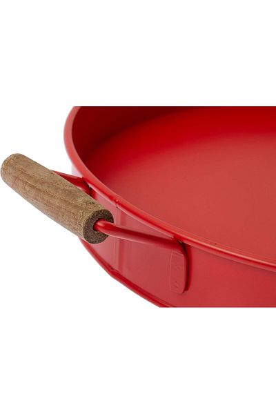 LUCKYHOMES Red Christmas Special Presentation Tray - Wooden Handle, Round Tray Serving Tray 48X37X5 cm
