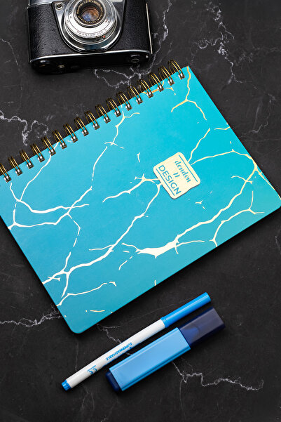 denden Marble Turquoise Spiral Notebook, 17X24 cm