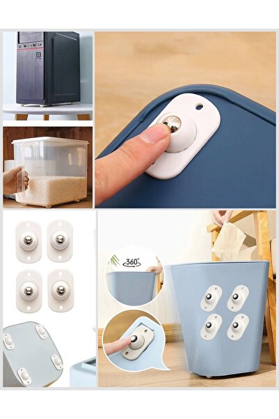 Genel Markalar 4 Adet 360 Derece Dönen Tekerlek - Yapışkanlı Eşya Kaydırma Ap...