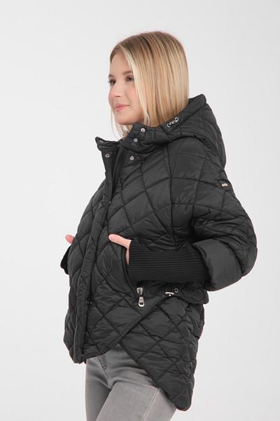 G-FOX Tricotaj cu glugă fixă ​​pentru femei, cu detaliu de nervuri, paltoane sport matlasate - design elegant și cald 8704