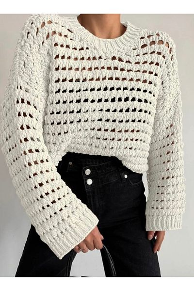 neslihansarıca Sweater, Cream Knitted Sweater
