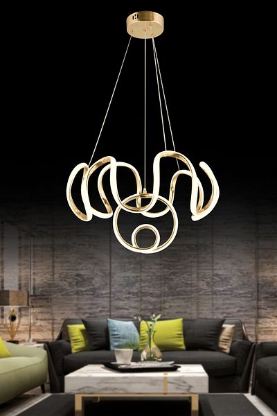 KUZEY AYDINLATMA Lina Two Tier 4 Led 3 Color Led Modern Chandelier with Remote Control