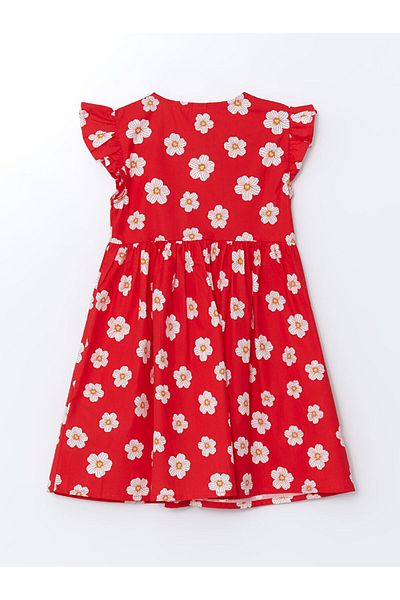 LC Waikiki New Season Crew Neck Floral Girl's Poplin Dress - S58355Z1