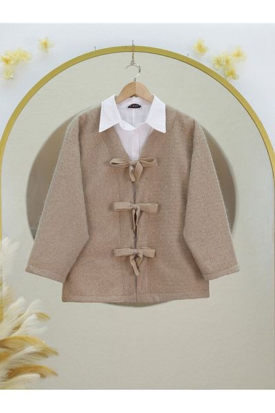 Modamorfo Front Tie-Up Knitted Cashew Service - Mink