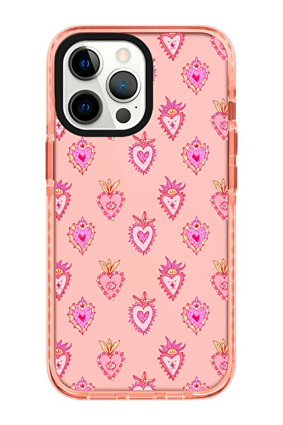 shoptocase iPhone 13 PRO Uyumlu Kenar Korumalı Pink Heart Hot Desenli Pembe T...