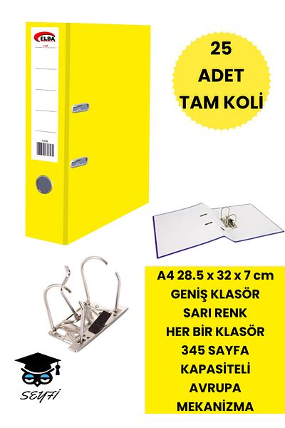 SEYFİKİRTASİYE Office Office Classer - Double Ring, European Metal Mechanism, Narrow and Wide Folder for Various Colors and Quantity