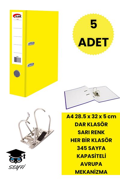 SEYFİKİRTASİYE Office Office Classer - Double Ring, European Metal Mechanism, Narrow and Wide Folder for Various Colors and Quantity