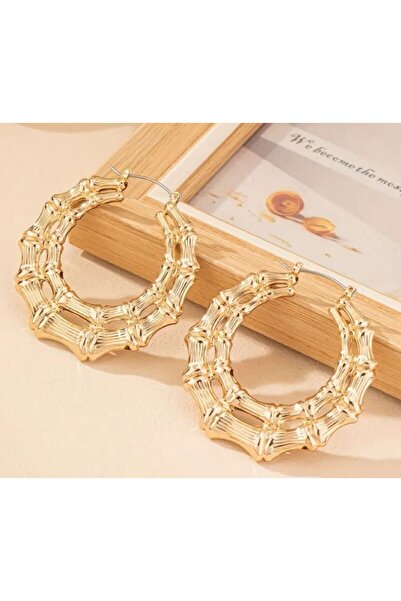 Dgt Luxury 14K Altın Kaplama Çift Katman Boho Küpe-Kulak İğnesi Paslanmaz Çelik