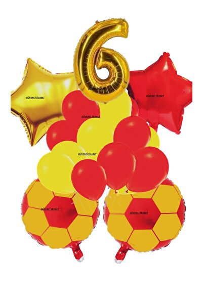 DÜVENCİ TİCARET SARI KIRMIZI FUTBOL TEMALI DOĞUM GÜNÜ YAŞ BALON SET
