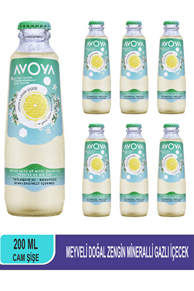 AVOYA Meyveli Doğal Zengin Mineralli Gazlı İçecek Limon ve Limon Çiçeği 200 ML x 6