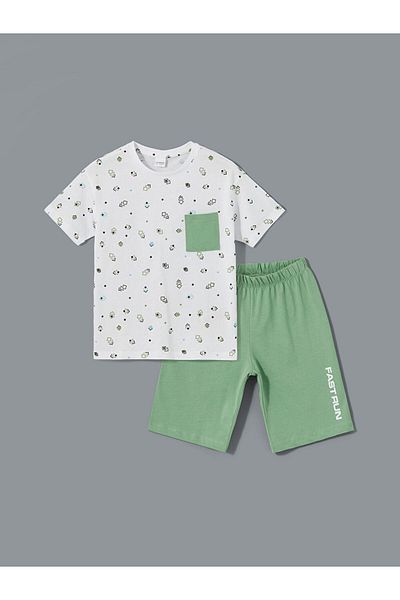 LC Waikiki Set de pijamale pentru băieți LCW Kids Crewneck cu pantaloni scurți