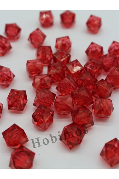 Hobimos 500Pcs 12 mm Red Acrylic Cube Bag Jewelry Beads