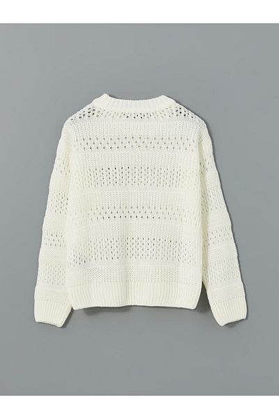 LC Waikiki Lcw Kids Crew Neck Openwork Girl's Knitwear Sweater