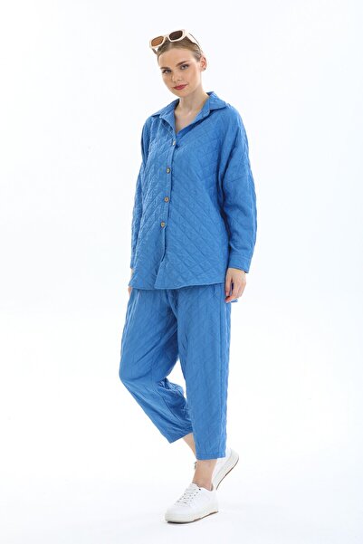 Reji Quilted Diamond Patterned Loose Shirt