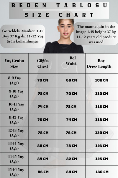 Joui Co Çocuk Siyah Tesettür Abiye Elbise Düğün Kıyafeti