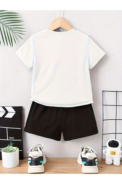 Let's Wear Premium Los Angeles California Printed Children's Bottom Top T-Shirt Set