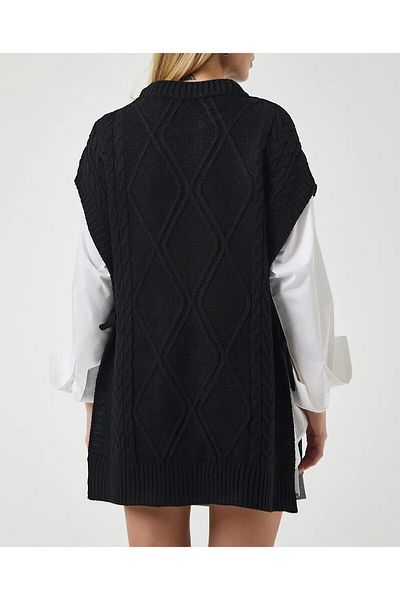moda mh Women's Adjustable Patterned Side Tie 75 cm Sweater