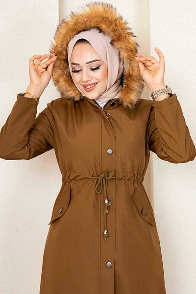 EBRUTESETTÜR Ayla Tunnel Belted Hijab Coat