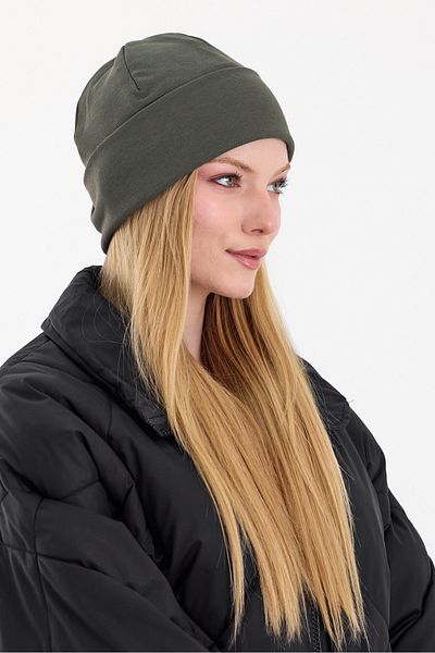 Butikgiz Women's Khaki Thermal 100% Cotton - Sultan Style Beret Series (2 View Designs)