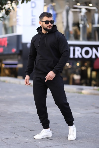 ZENGOLL & RAMİRES Σετ αθλητικής φόρμας με κουκούλα και ελαστικό πόδι με 3 κλω...