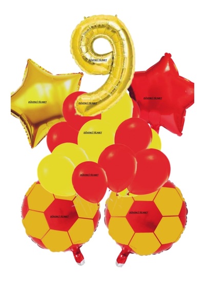 DÜVENCİ TİCARET مجموعة بالونات عيد الميلاد تحت عنوان كرة القدم باللون الأصفر ...