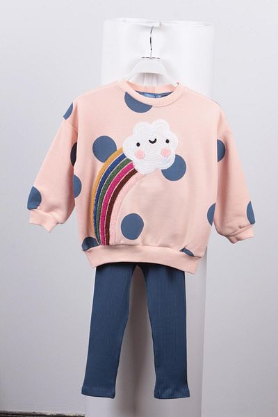 Magu Szivárványmintás pamut pulóver leggings alsó-felső szett lányoknak