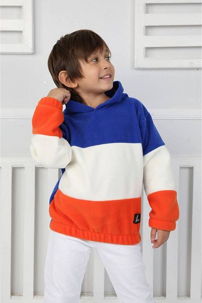 H&Z KİDS Unisex Children's Hooded Colorful Fleece Sweater