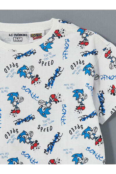 LC Waikiki Bisiklet Yaka Sonic Baskılı Erkek Çocuk Şortlu Pijama