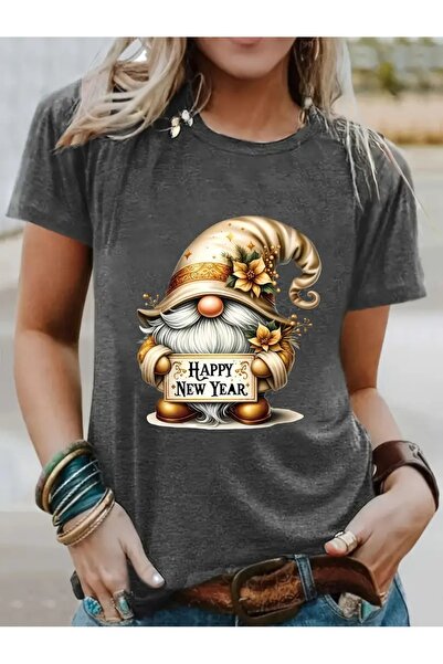 WOODROFFE Tricou de damă oversize cu imprimeu Golden Dwarf La mulți ani - imp...