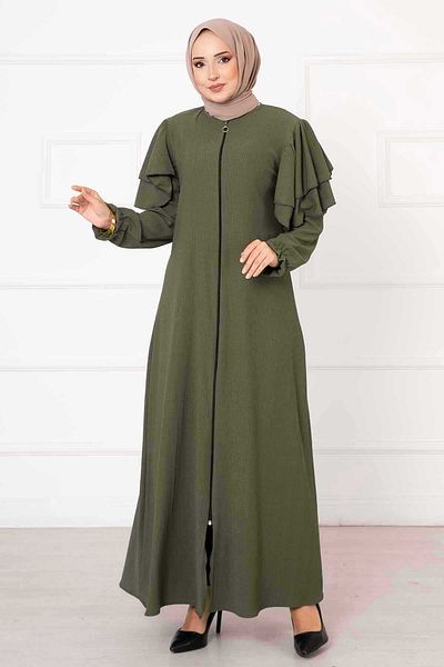 EBRUTESETTÜR Shoulder Ruffle Sleeve Drawstring Ferace