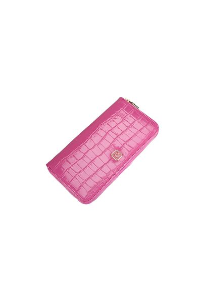 Desa Portofel de damă Zane Pink din piele cu imprimeu crocodil