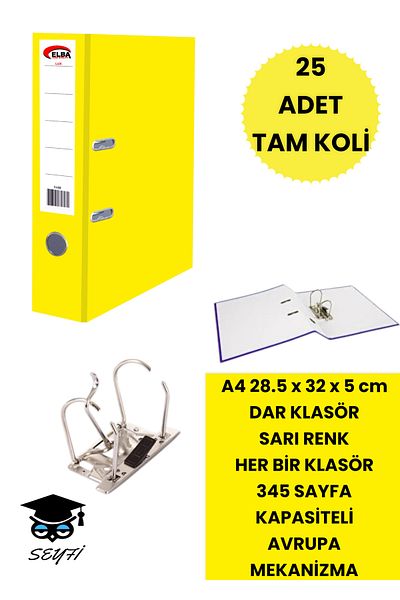 SEYFİKİRTASİYE Office Office Classer - Double Ring, European Metal Mechanism, Narrow and Wide Folder for Various Colors and Quantity