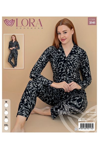 Lora Women's Long Sleeve Suede Pajama Set