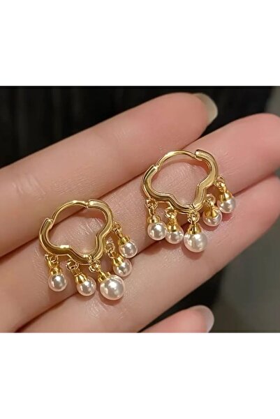 Dgt Luxury 925 Ayar Gümüş Kaplama Yapay İnci Detaylı Hareketli Küpe