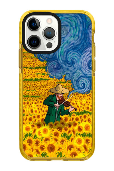 shoptocase iPhone 13 PRO Uyumlu Kenar Korumalı Yıldızlı Gece Desenli Hardal T...